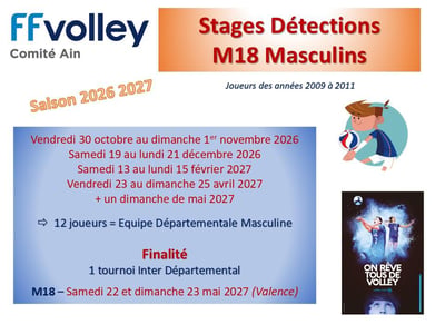 Presentation stages detections m18 masculins 26 27