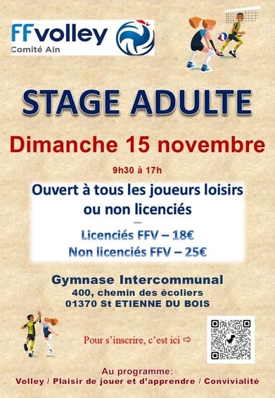 Stage adulte 15 novembre 2028
